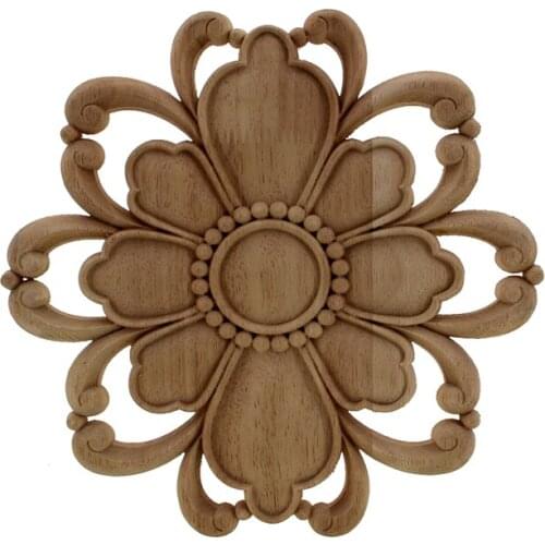 VZLX Carving Natural Wood Appliques Furniture Cabinet Unpainted Wooden Vintage Home Decoration Accessories Modern Maison Decor