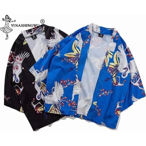 Yukata Women Japan Kimono Traditional Harajuku Carp Print Thin Shirt Kimono Cardigan Femme Leisure Blouse Kimono Cosplay Costume