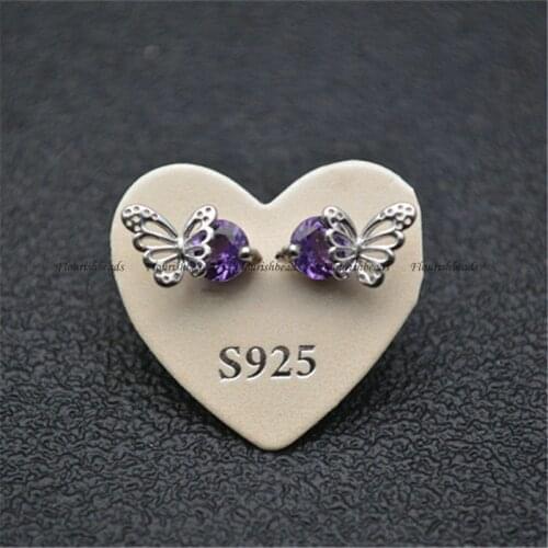Big Size Natural Gemstone Beads Cute Butterfly Stud Earrings 925 Silver Bins Fashion Jewelry Amethyst Garnet Peridot Aquamarine