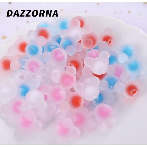 10/20/30Pcs Multicolor Frosted Cartoon Animal Head Acrylic Beads Half Holes Loose Spacer Beads for Diy Jewelry Making Accessorie
