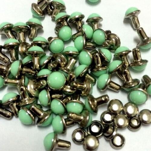 100pcs 6.5MM Round Light Blue Acrylic Bag Belts Rivets Punk Rock Spike Rivets With Silver Color Base DIY Making Shipping Free