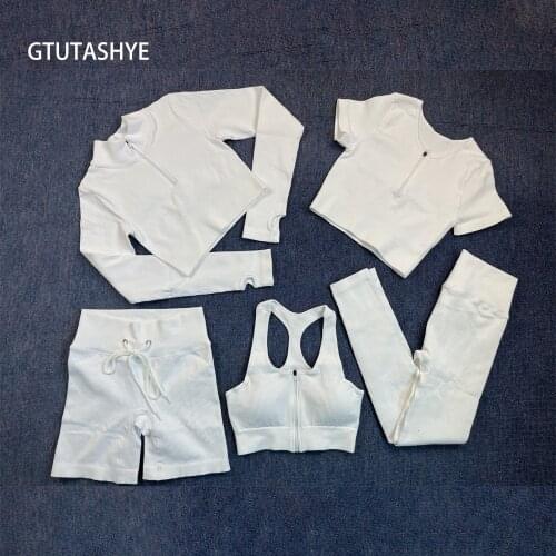 Yoga Set Workout gym clothing fitness for Womens tracksuit outfit leggings Sport bras top Long sleeve Women Sportswear Suit