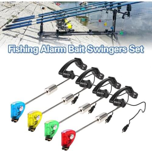 4pcs Portable LED Wireless Fishing Bite Alarms for Fishing Rod Water Resistant Adjustable Tone Volume Sensitivity Sound Alert