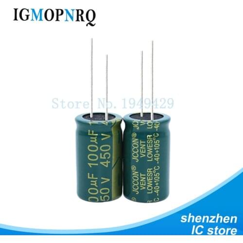 5PCS Higt quality 450V100UF 18*30mm 100UF 450V Electrolytic capacitor