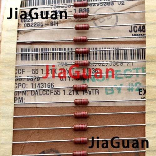 50PCS VISHAY DALE CCF55 0.25W 1.21K 1% Metal Film Color Ring Resistors instead 1.2K CCF-55 1/4W 1k21 Precision resistor