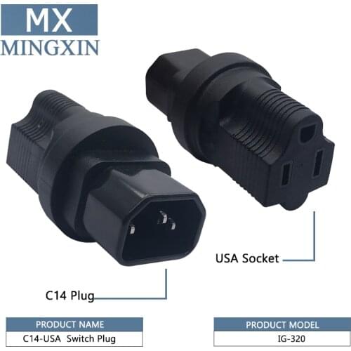 IEC 320 C14 Male to Female American Standard Power Adapter, DPU / UPS Cabinet for 5-15r Socket