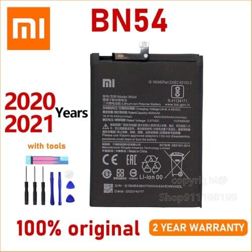 Xiao Mi Original 4920mAh BN54 Battery For Xiaomi Redmi Note 9 Redmi 10X 4G High quality Batteries With Tools+Tracking number
