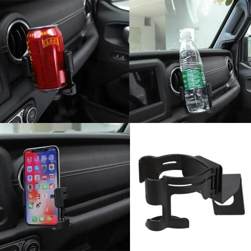Car Drink Water Cup Bottle Phone Holder Mount Multi-Function for 2018-2020 2021 Jeep Wrangler JL Gladiator JT Interior Acessory