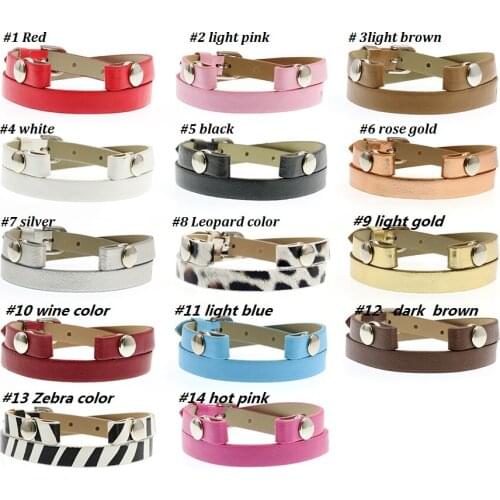 5pcs/lot copy leather wristband Bracelet 14 colors 8mm Wide fit essential oil diffuser locket bracelet living memory locket
