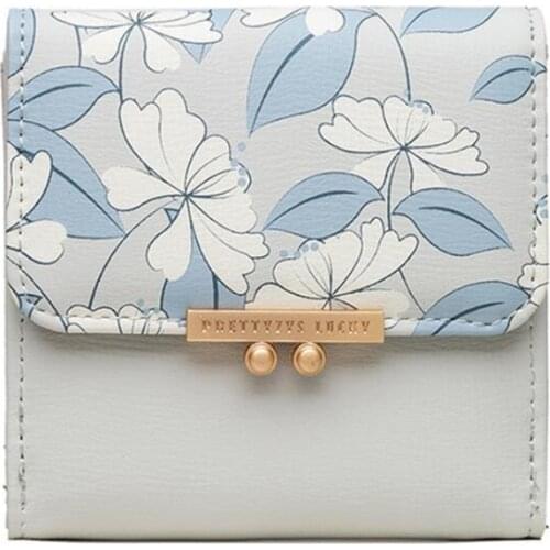 Brand New Small Fresh Printed Women Short Wallet Sweet Lady PU Girl Purch Coin Wallet Card Package