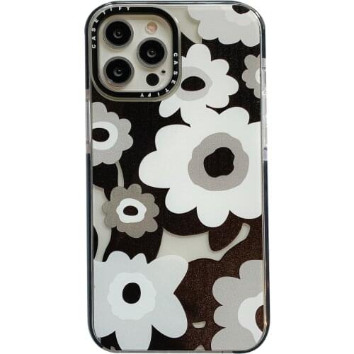 Luxury Black Dahila Flower Case for iPhone 12 Pro Max Back Phone Cover for 12Mini 11Pro Max X XS XR 8 7 Plus SE 2020 Capa