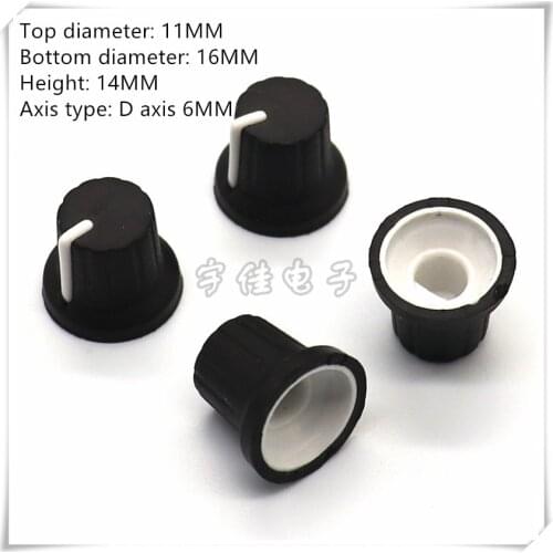 5 Pieces 16×14MM Black Rubber Knob Cap Is Suitable For D Shaft 6MM Potentiometer Knob Cap