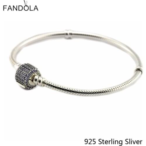 CKK 925 Sterling Silver Signature Clasp Bracelet, Fancy Purple For Women Original Jewelry Making Holiday Gift