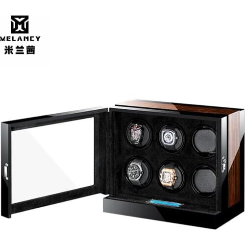 Wooden Lacquer Piano Glossy Black Carbon Fiber Double Watch Winder Box Quiet Motor Storage Display Case US PLUG Watch Shaker