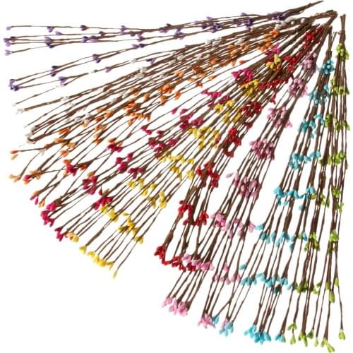 Dophee 100 Pcs Artificial Beads Branches Flower Stamen 40CM Home Wedding Party Car Decoration Crafts Flowers