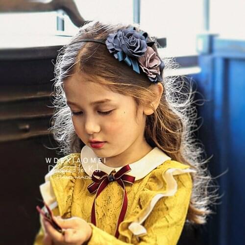 Elegance Vintage Flowers Headband Hairband Women Girls Sweet Woolen Floral Hairbands Headwear Fashion Kids Hair Hoop Accessories