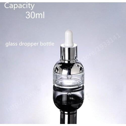 Capacity 30ml Hot sale 200pcs/lot new high quality glass dropper bottle/bottles essence bottle with silver lid