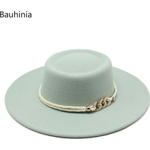 8.5CM Wide Brim Felt Fedora Hat Women Men Wool Derby Top Hats Gentleman Elegant Lady Panama Jazz Hat Formal Wedding Hat