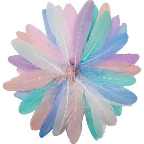 Natural Feathers Goose Plumes Swan Feather About 4-6 Inches 10-15cm Mix Colors Plumas For Wedding Party Craft Decor 50pcs