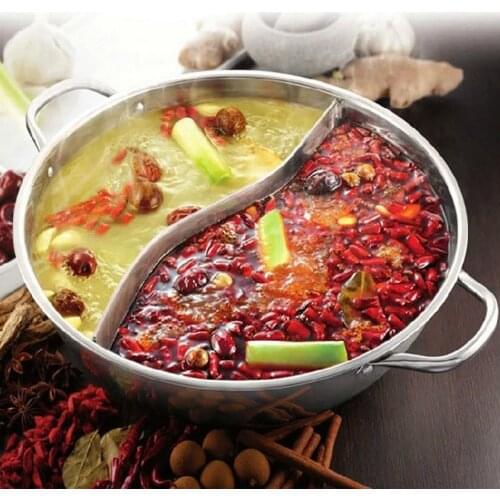 Stainless Steel Pot Hotpot Induction Cooker Gas Stove Compatible Pot Home Kitchen Cookware Soup Cooking Pot Twin Divided
