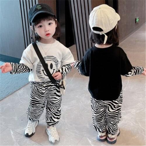 Kawaii Smile Baby Girls Sets 2021 Spring and Autumn Cute Print Smile Pattern Fashion New Baby Boys Kids Costume Clothes Suits