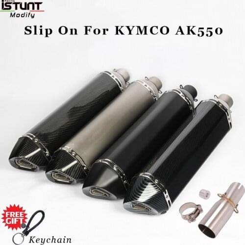 Kymco ak 550 Motorcycle Exhaust pipe Muffler Escape Middle Link Pipe With Moveable DB Killer Slip On For KYMCO AK550