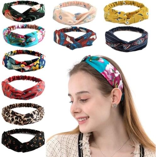 Fashion Women Girls Bohemian Hair Bands Print Headbands Vintage Cross Turban Bandage Bandanas HairBands dress Hair Accessories