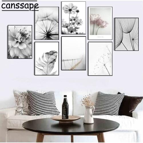 Flowers Wall Pictures Dandelion Canvas Painting Leaves Plant Art Print Drawbridge Poster Nordic Posters Living Room Home Decor