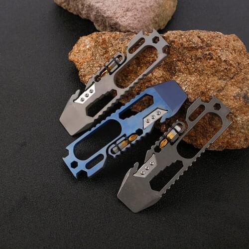 Outdoor multifunctional EDC titanium alloy survival tool bottle opener rope cutter screwdriver