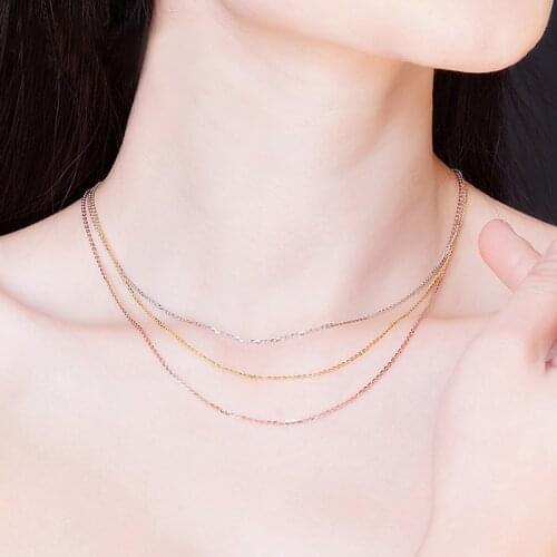 FENASY 18K White Gold Au750 Yellow Gold Rose Gold 18 Inches Necklaces For Women Wedding Engagement Jewelry