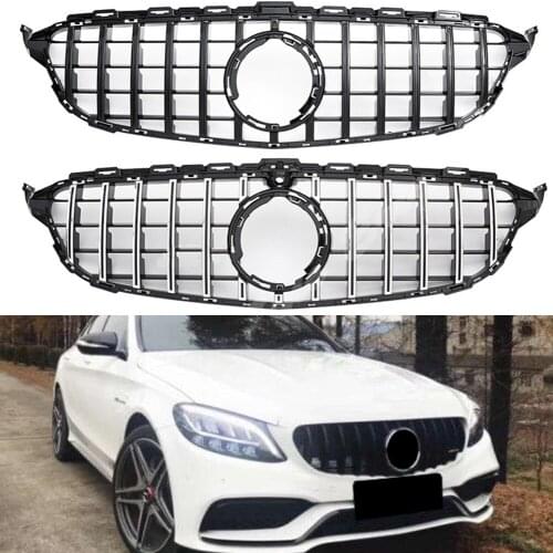 Front Racing Billet Bumper Grille Upper Facelift Grill For Mercedes-Benz W205 C Class C43 2019 2020 2021 GTR
