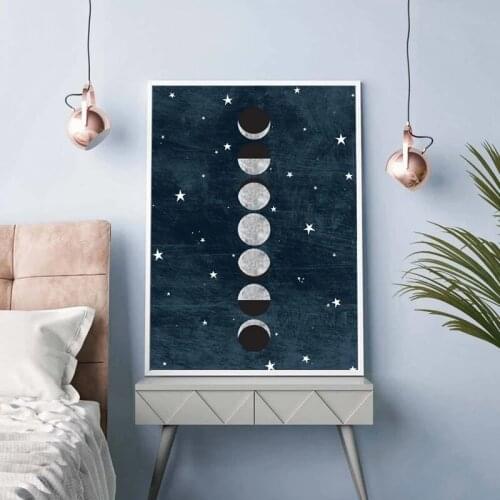 Moon Cycle Poster Art Print Lunar Phase Space Wall Art Canvas Painting Science Home Picture Study Decoration Bedroom Living Room