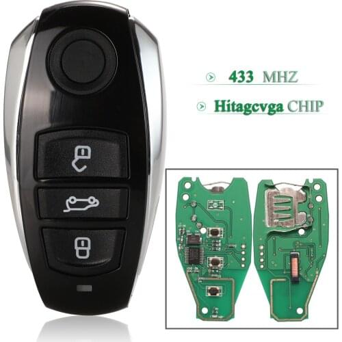 Bilchave 3 Buttons Remote Smart Car Key 433Mhz HitagCVGA Chip FOB For VW Volkswagen Touareg 2010-2014 Replacemet