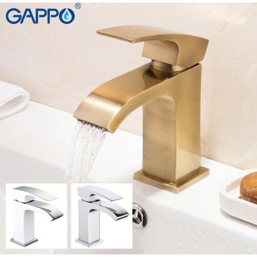 Gappo Waterfall Basin Faucets Brushed Gold Gaucet Bathroom Hot Cold Faucet Brass Bathroom Sink Faucet Tap torneira