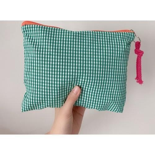 Women Plaid Makeup Bag Fashion Cotton Zipper Pouch Multipurpose for Women Travel Bath Cosmetic Bags Organizer Toiletry Wash Bag