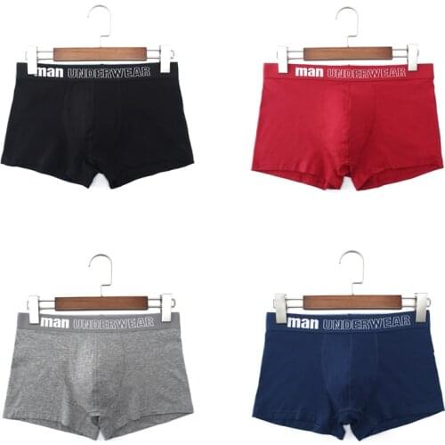 4Pcs/lot Men Panties Cotton Male Underwear Boxers Breathable Man Boxer Solid Underpants Comfortable Brand Shorts High Quality