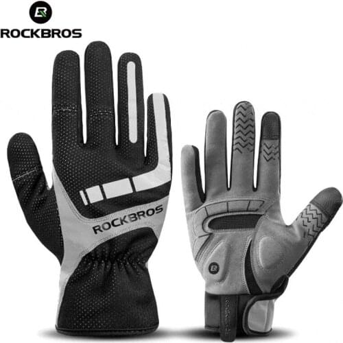 ROCKBROS Touch Screen Cycling Gloves Autumn Winter Thermal Windproof Bicycle Gloves Keep Warm Thick Sport Glove Bike Accessories
