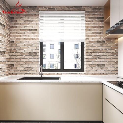 Living Room Kitchen Bathroom Waterproof Wall Sticker Home Decorative Film Removable Vinyl 3D Brick Stone Self Adhesive Wallpaper