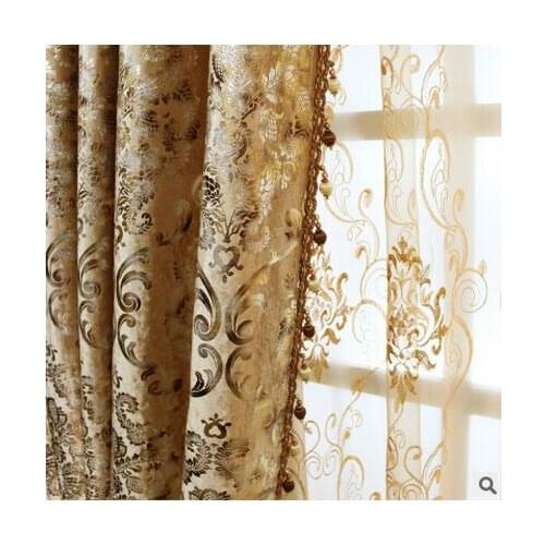 FYFUYOUFY Europe type Curtain sitting room the bedroom French window shading velvet fabric Bronzing printed cloth curtain/tulle