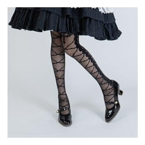 Harajuku The kiss of thorns Women Ultra-thin Silk Stocking Gothic Teen Girl Sweet Lolita pantynose Knee-high Socks Cosplay