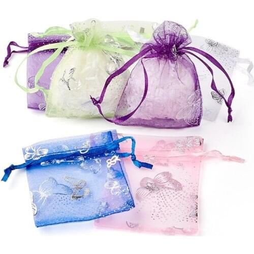 100pcs 7x9cm Mixed Color Organza Gift Bags for Jewelry Storage Packaging Display Candy Wedding Party Gift Bag