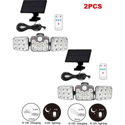 2pcs 138 led seperable remote 3 Modes Solar Light Outdoor Solar Lamp PIR Motion Sensor solar Wall Light Waterproof adjustable an