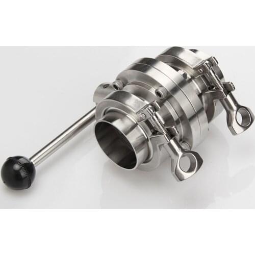 3/4" 1" 1-1/4" 1-1/2" Sanitary Butterfly Valve Stainless Steel SS304 Quick Install Ferrule Clamp 50.5