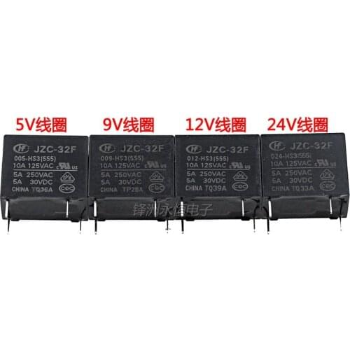 5PCS/LOT Relay HF32F JZC-32F-005-HS3 JZC-32F-009-HS3 JZC-32F-012-HS3 JZC-32F-024-HS3 4PIN 5A