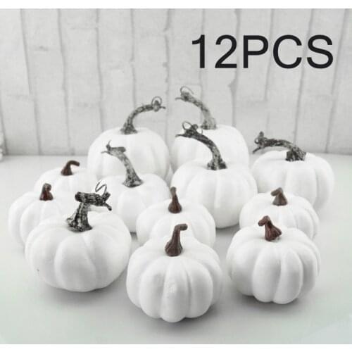 6/12Pcs White Artificial Pumpkins Foam DIY Fake Fruits Ornament Harvest Fall Thanksgiving Home Decor Simulation Halloween