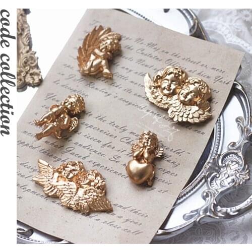 Free shipping Baroque Gothic Cute Large Size Angel Brooch Jewelry Accessories Christmas Gifts Resin Gold Wholesale Collar Pin