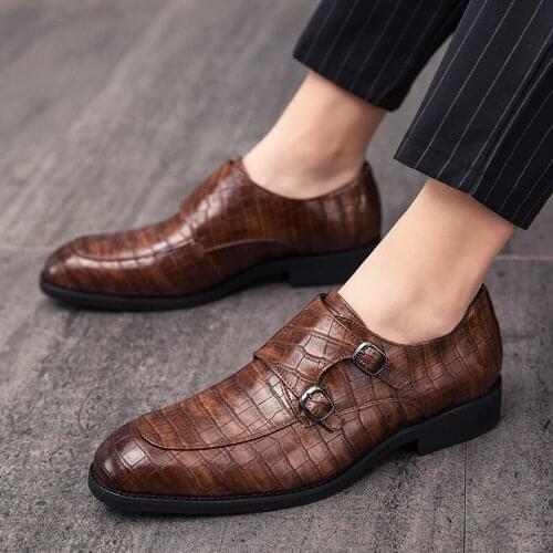 Business 2020 New Fashion Men Dress Shoes Crocodile Pattern Pointed Toe Oxford Shoes Male Party Wedding Footwear Big Size 38-46