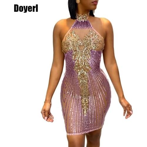 Sequin Club Party Dress Women Shine Evening Open Back Sexy Backless Dress Summer Mesh Sheer Sparkle Glitter Mini Bodycon Dress