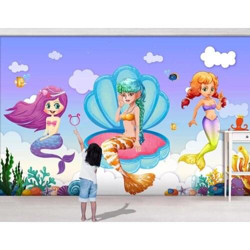 Customized large 3D mural wallpaper watercolor Aladdin castle bear bird childrens room background wall