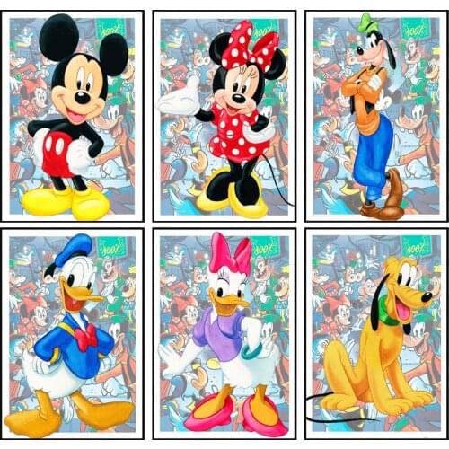 Disney Family Mickey Mouse Donald Duck Cartoon Image Poster Painting On Canvas Prints Wall Art Picture For Kid Room Decoration